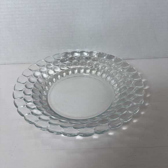 Vintage Clear Bubble Glass Round 8.75" Bowl Dish Bubble - Picture 4 of 9
